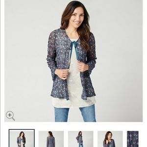 Logo by Lori Goldstein Printed SheerLace Cardigan